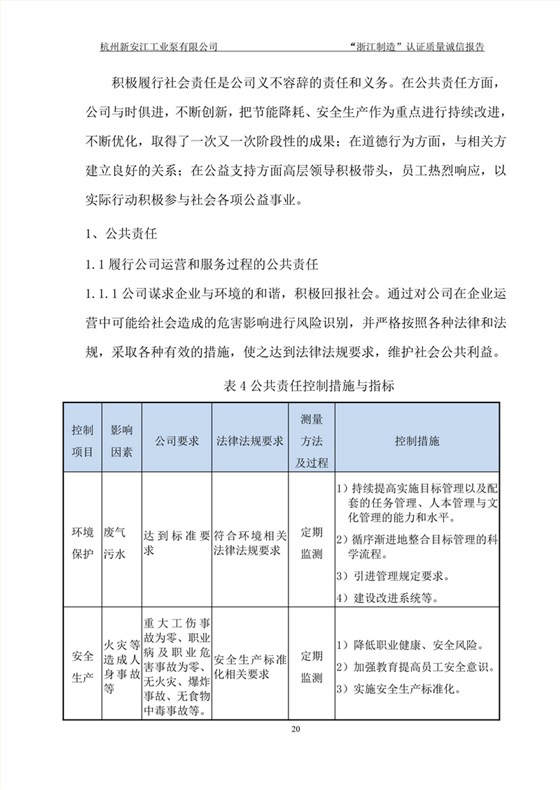杭州新安江工業泵有限公司質量誠信報告-20