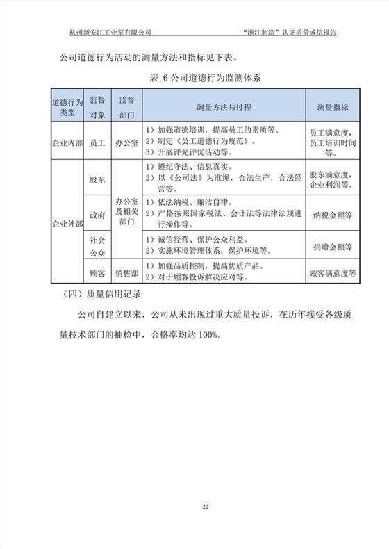 杭州新安江工業泵有限公司質量誠信報告-22