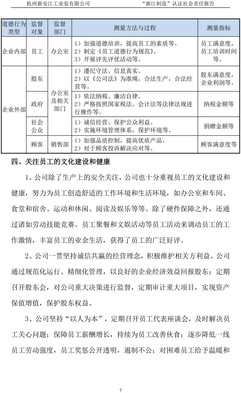 杭州新安江工業泵有限公司社會責任報告-8